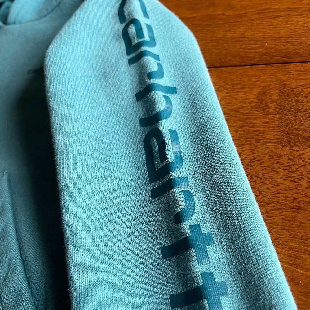 Carhartt teal blue logo hoodie 5
